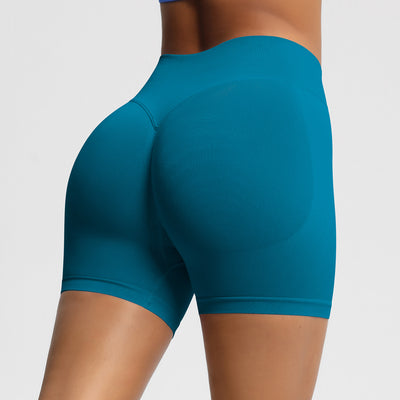 Seamless Three-section Waist Fitness Shorts Women's High Top Sports Yoga Shorts