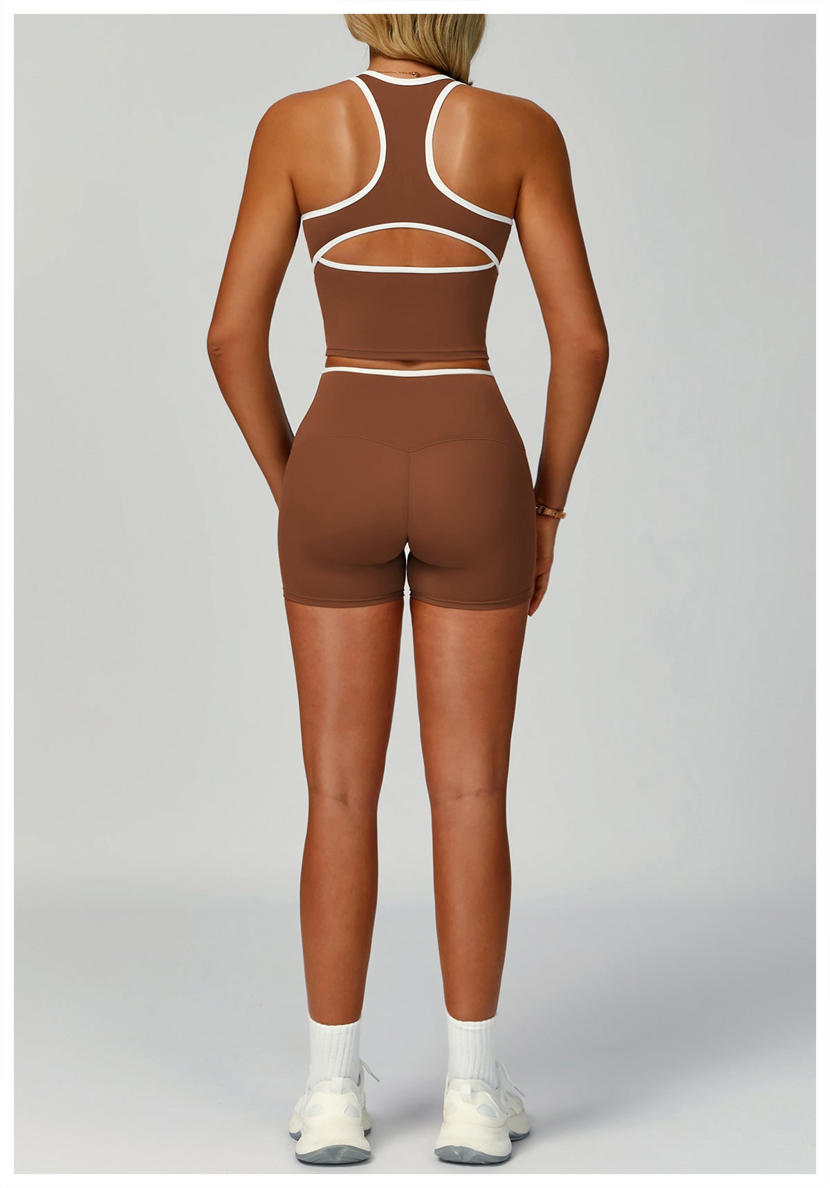 Contrastcolor Trimmed Women's TightfittingBackrevealing Yoga Wear Sports  Outdoor Fitness Set