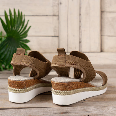 New Hollow Wedges Sandals Summer Fly Woven Breathable Mesh Shoes For Women Peep-Toe Sandals