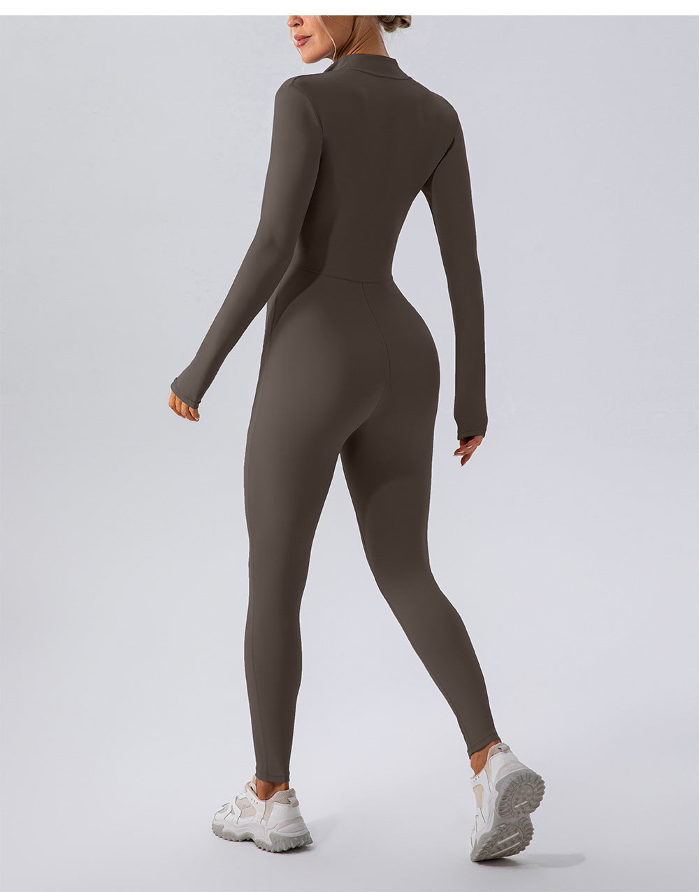 Fleece-lined Yoga Jumpsuit Long Sleeve Keep Warm Outerwear Tights