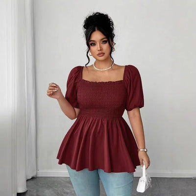 New Stylish Pleated Womens Blouse In Plus Sizes