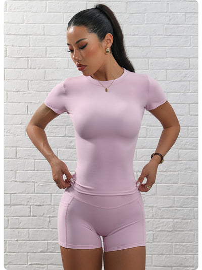 Short Sleeve Shorts Yoga Suit Running Sports Workout Clothes