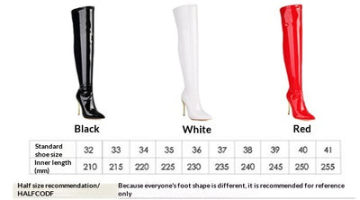 European And American-style Patent Leather Over-the-knee High Heels