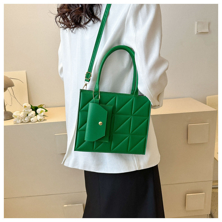 Fashion Plaid Shoulder With Small Wallet Simple Elegant Portable Square Tots Women's Handbag