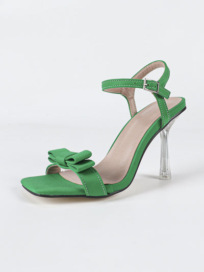 Plus-size European And American-style Open-toe High Heels With A Bow And Side Cutouts For Women