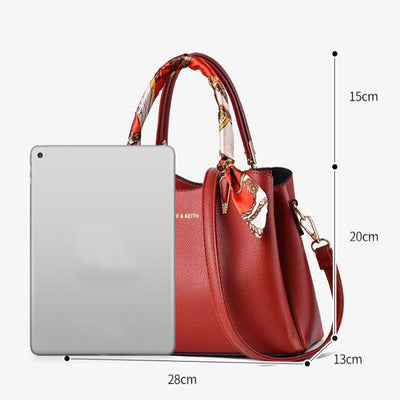 Women's Shoulder Bag With Leaf Pendant Fashion Silk Scarf Handbag