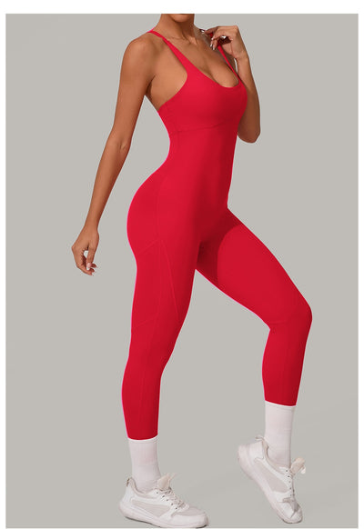 Women's Solid Color Casual Cross Back Summer Jumpsuit