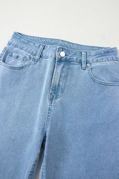 European And American Leisure Versatile High Waist Zipper Jeans
