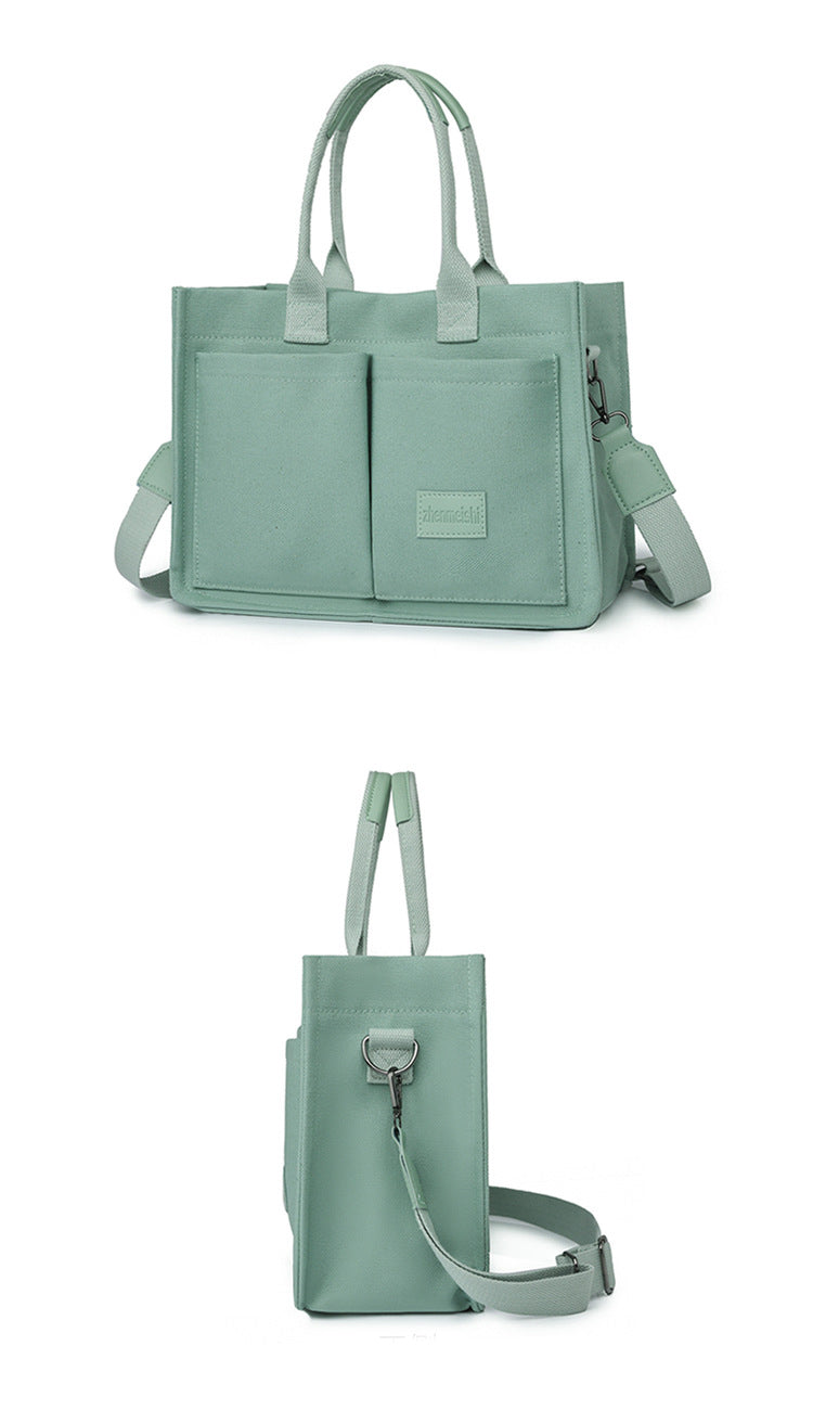 New Canvas Shoulder Bag Women Large Capacity Multi-pocket Handbags Casual Crossbody Shopper Bags For Students