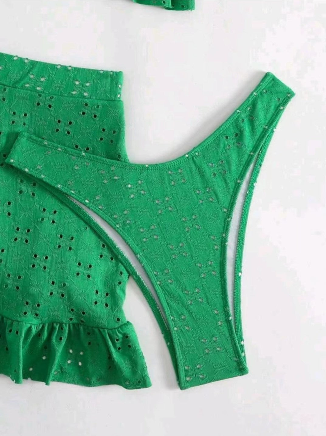 3pcs Beach Bikini With Hip-hugging Skirt Fashion Ruffle Design Swimsuit Set Summer Womens Clothing