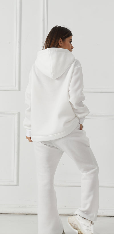 Women's Fashionable Casual Solid Color Long Sleeved Sweatshirt Set