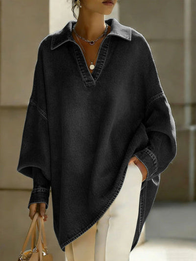 Women's Loose-fitting Casual Denim Shirt For Commuting
