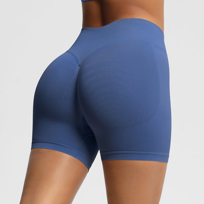 Seamless Three-section Waist Fitness Shorts Women's High Top Sports Yoga Shorts