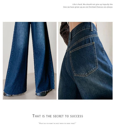 High-waisted Fashionable Wide-leg Flare Jeans For Women