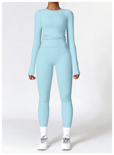 Tight-fitting Brushed Yoga Suit Quick-drying Fitness Clothes  Fitness Long Sleeve Tracksuits Sports Suit Gym Top High Waist Leggings Women Sets Yoga Set