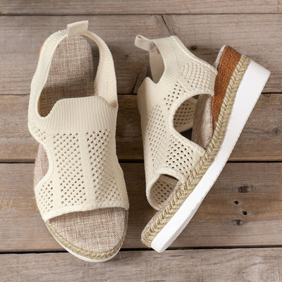 New Hollow Wedges Sandals Summer Fly Woven Breathable Mesh Shoes For Women Peep-Toe Sandals