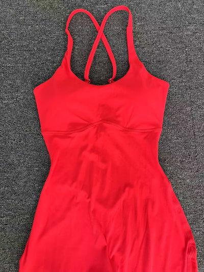 Women's Solid Color Casual Cross Back Summer Jumpsuit