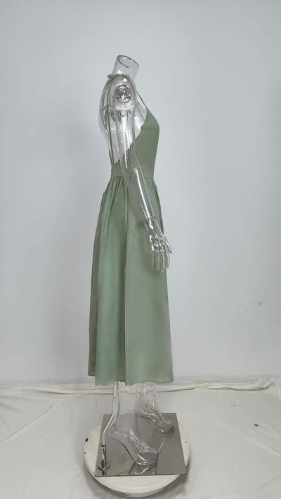 Summer V-neck Suspender Split Dress Fashion Backless High Waist Long Dress For Women Clothing