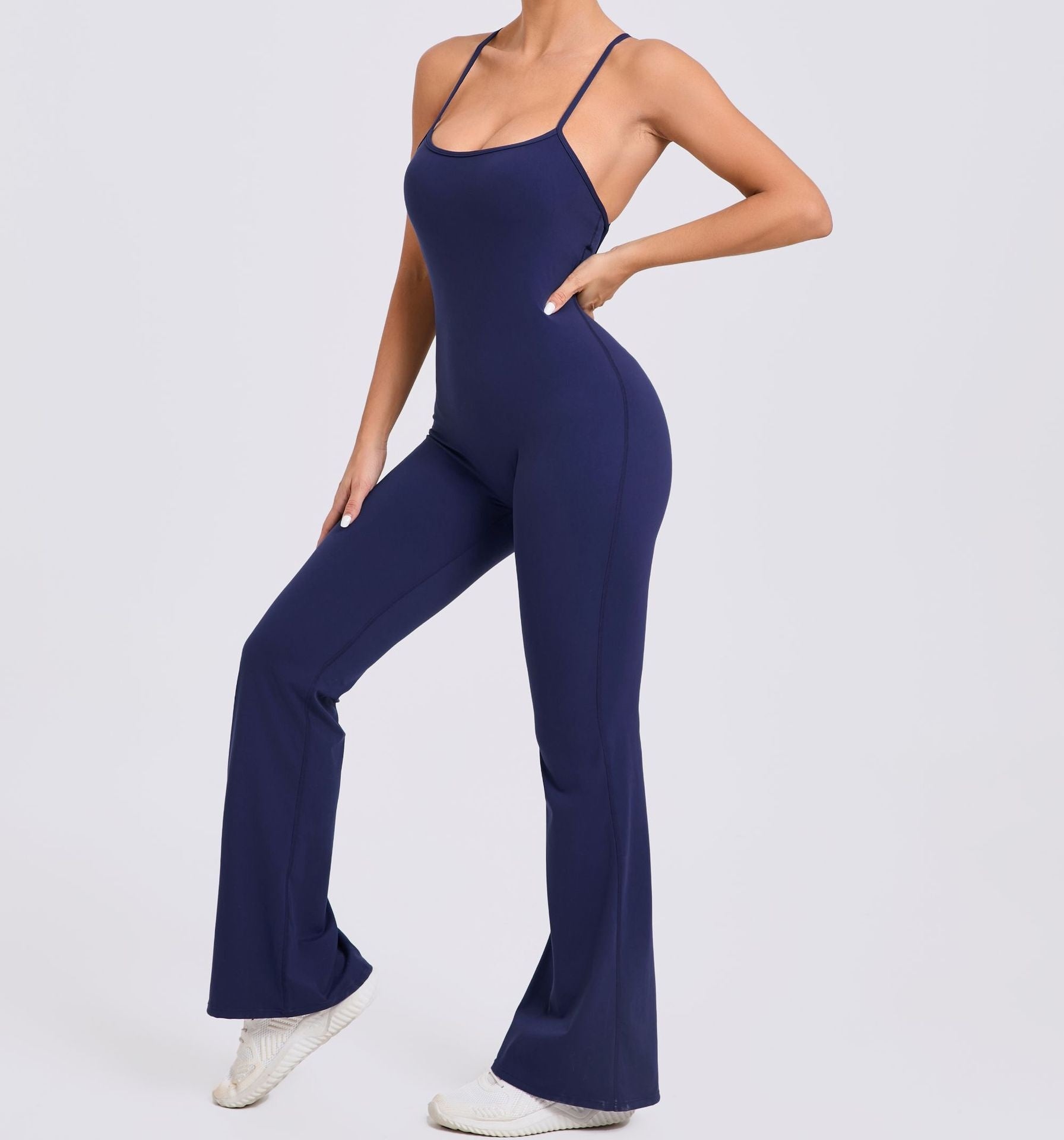 Adjustable Shoulder Strap Horn Yoga Jumpsuit