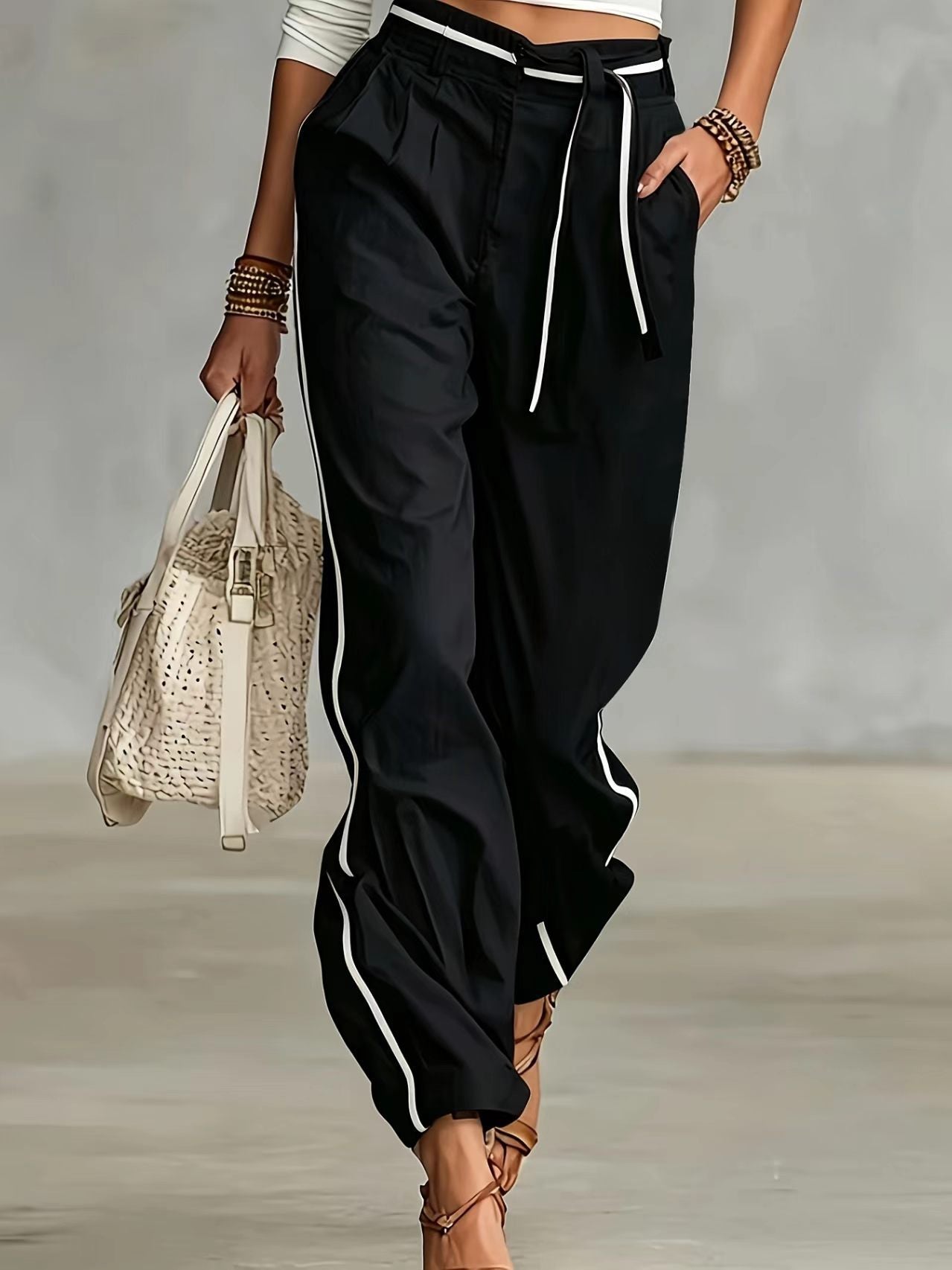 Womens Fashionable Casual Loose-fitting Versatile Trousers