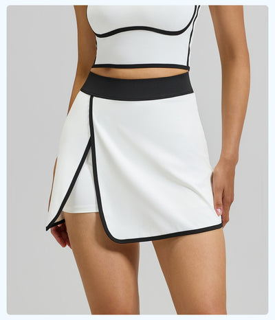 Linear Anti-exposure Built-in Pocket Fitness Yoga Fake Two-piece Skirts
