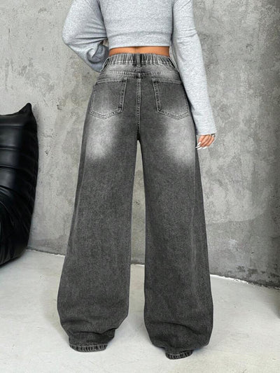 Women's Casual Straight Loose Washed Jeans