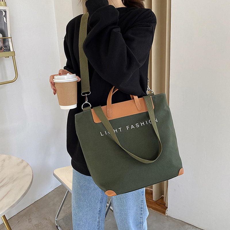Canvas Shoulder Bag Women Ins Fashion Messenger Crossbody Bags Large Capacity Totes Handbag