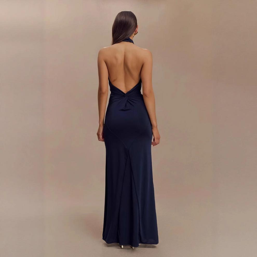 Ins Bodycon Halter Dress Sexy Backless Slim Fit Waist Slimming Maxi Dresses Prom Party Club Clothing For Women