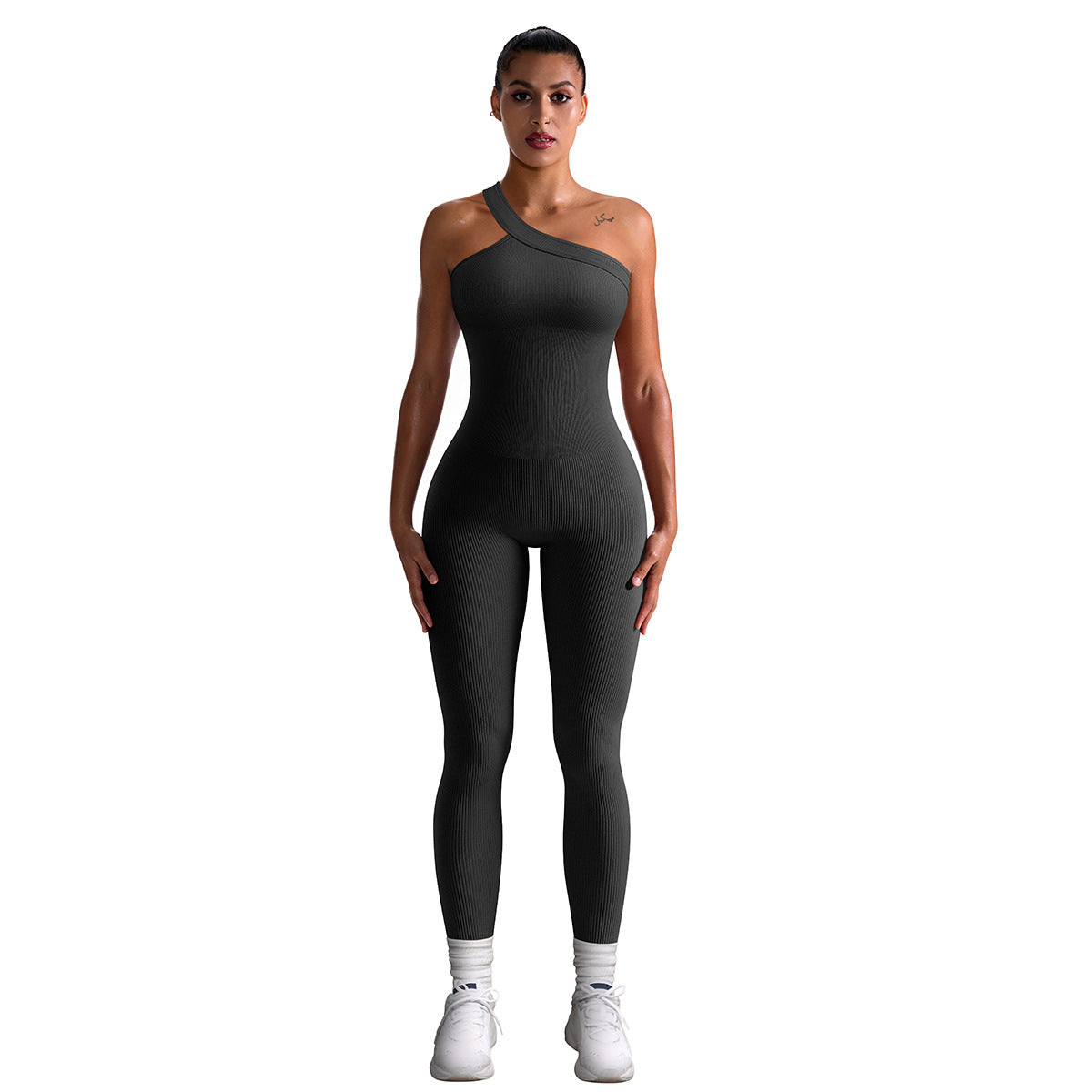 New One Shoulder Sports Jumpsuit For Women