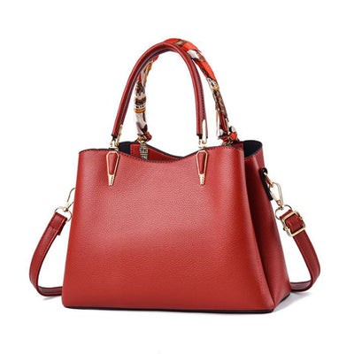 Women's Shoulder Bag With Leaf Pendant Fashion Silk Scarf Handbag