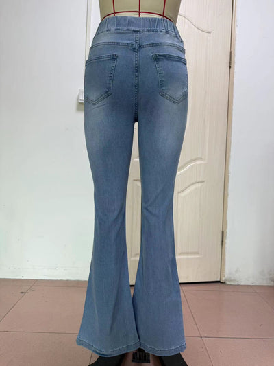 Women's High Stretch Jeans Slim Fit Hip Raise Bootcut Trousers