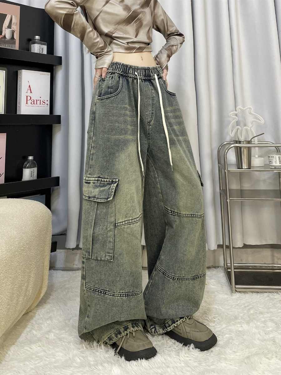 Cool Drag Girl American Retro Wide-leg Jeans