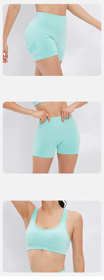 2pcs Yoga Set Women's Vest And Shorts Tracksuit Seamless Workout Sportswear Gym Clothing High Waist Leggings Fitness Sports Suits