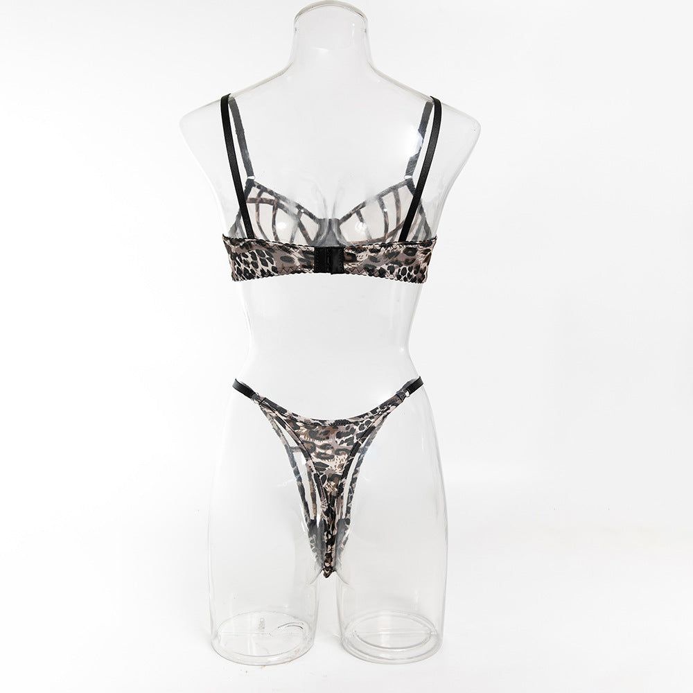 Leopard Print Hollow Sexy Lingerie Set