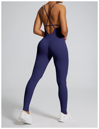 Seamless Back-Supporting Yoga Jumpsuit For Women With Straps