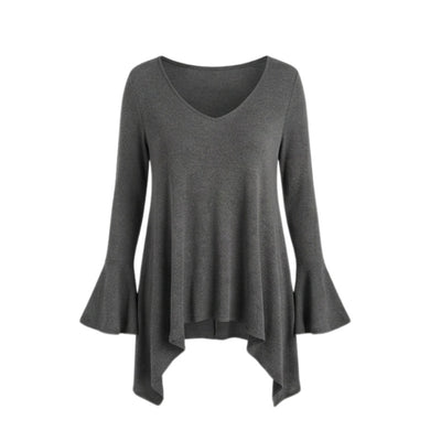 Womens Top With An Irregular Hem And Cuffs