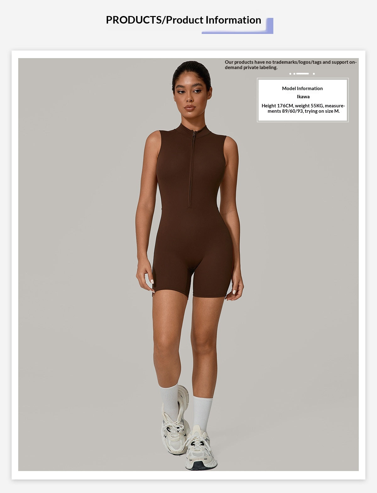 European And American One-piece Jumpsuit With Stand-up Collar, Zipper, And Sleeveless