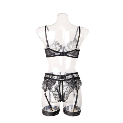 Embroidered Hollow-Out Bra Set Lingerie For Intimate Moments
