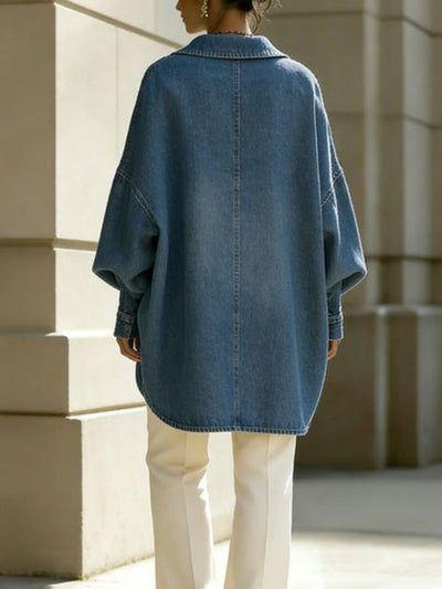 Women's Loose-fitting Casual Denim Shirt For Commuting
