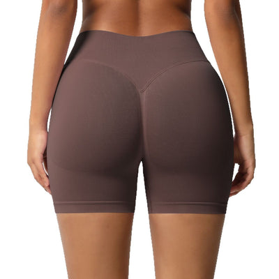 Seamless Three-section Waist Fitness Shorts Women's High Top Sports Yoga Shorts