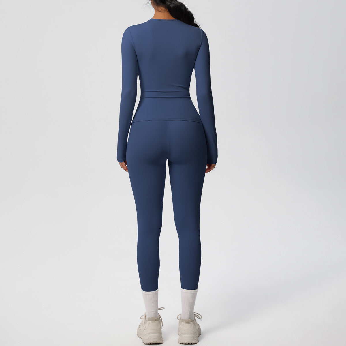 Double-sided Sanding Pure Color Tight Training Long Sleeve Yoga Clothes Suit