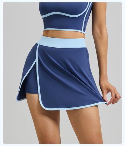 Linear Anti-exposure Built-in Pocket Fitness Yoga Fake Two-piece Skirts