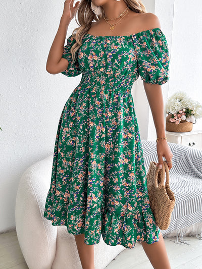 Floral Print Square Collar Dress Summer Fashion Ruffles Dresses Women's Clothing