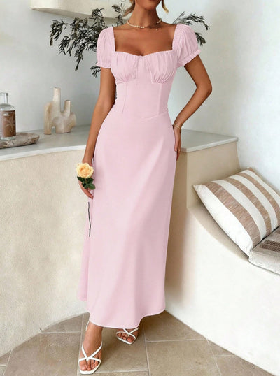 Womens Solid Color Fashionable Bandage Style Loose Dress