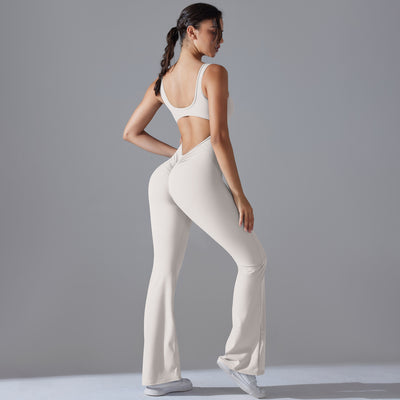 Beauty Back Hip Lifting Long Slim Wide Leg Jumpsuit