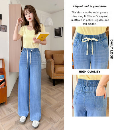 New Arrival Summer Thin Stretch Straight Elastic Denim Jeans In Lyocell Tencel