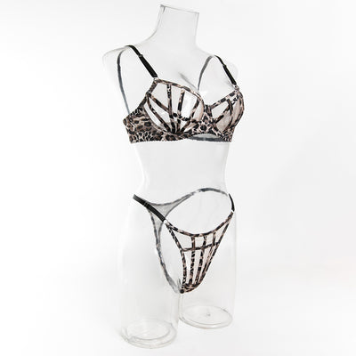 Leopard Print Hollow Sexy Lingerie Set